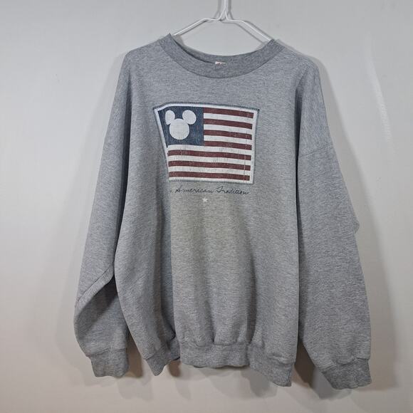 Disney Store Other - Disney Store Vintage Y2K Americana Mickey Mouse Gray Sweatshirt XL
